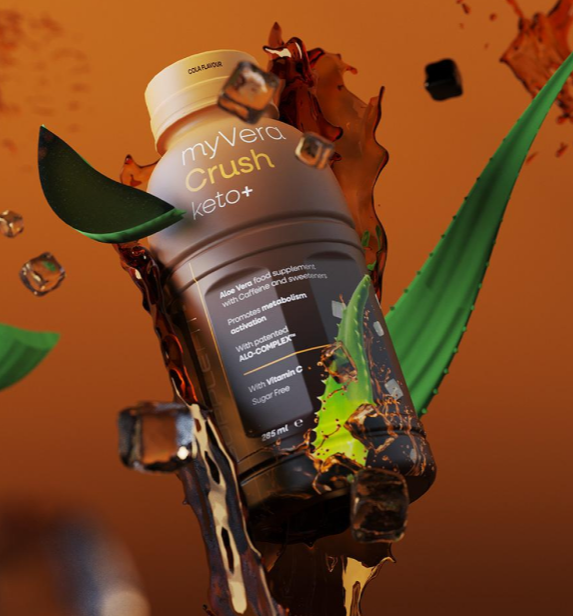 MYVERA CRUSH KETO + | Complément alimentaire avec caféine et édulcorants en bouteille unidose de 285 ml