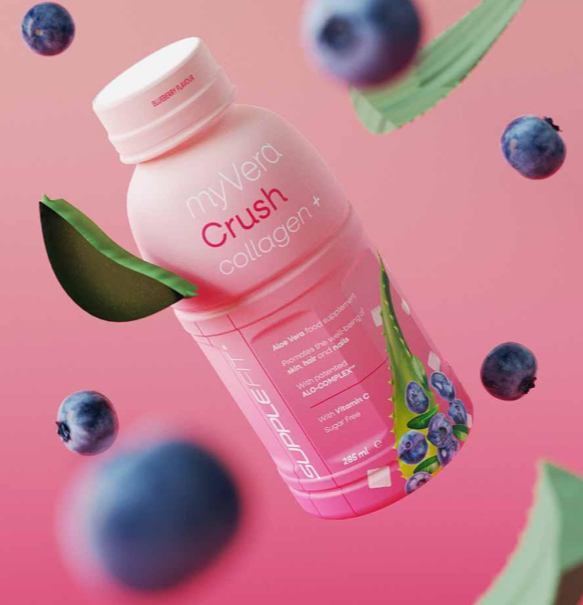 MYVERA CRUSH Collagen + | Complément alimentaire en bouteilles unidoses de 285 ml