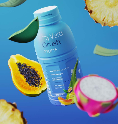 MYVERA CRUSH Man + | Complément alimentaire en bouteille unidose de 285 ml