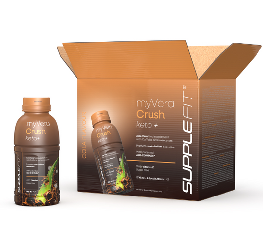 MYVERA CRUSH KETO + | Complément alimentaire avec caféine et édulcorants en bouteille unidose de 285 ml