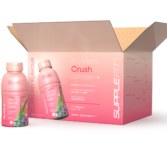 MYVERA CRUSH Collagen + | Complément alimentaire en bouteilles unidoses de 285 ml