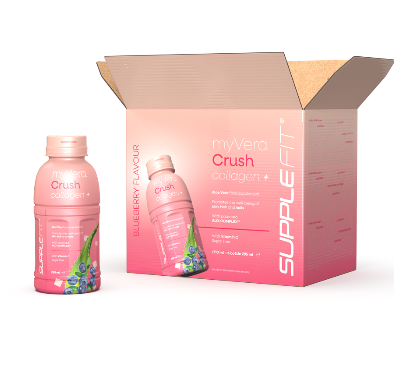 MYVERA CRUSH Collagen + | Complément alimentaire en bouteilles unidoses de 285 ml